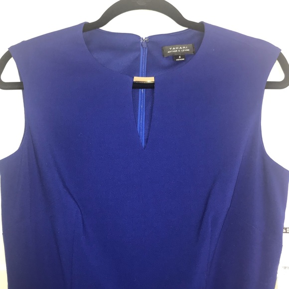 NWT Tahari Cobalt Blue Keyhole Sleeveless Dress - Picture 1 of 6